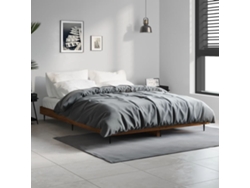 Estructura De Cama Madera De Ingeniería Marrón Roble 135x190 Cm