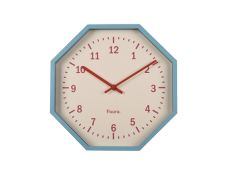 FISURA Reloj de Pared Original Octogonal Azul Reloj de Cocina Moderno Reloj de Pared Azul 30 cm de diámetro ABS y Cristal 1 Pila AA