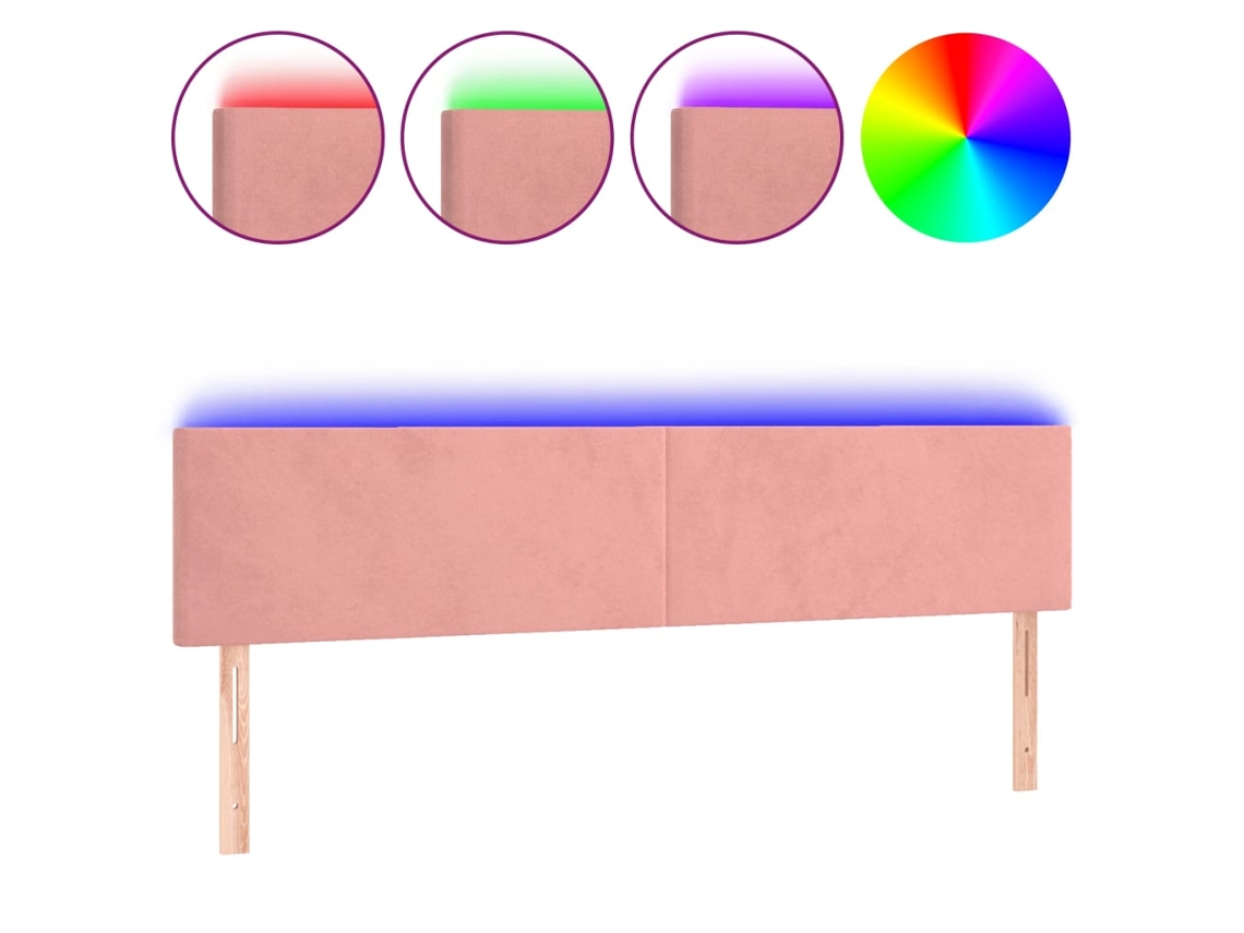 Cabecero de terciopelo rosa con luces LED MAISON EXCLUSIVE (160x5x78 cm)