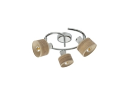 Lámpara de techo Nando 3x14 blanco cromo/madera clara focos orientables 16x35x35 cm Fabrilamp