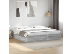 Estructura De Cama Madera De Ingeniería Gris Sonoma 200x200 Cm