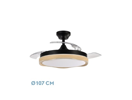 Ventilador DC Blondi Negro/Madera 3 Aspas FABRILAMP