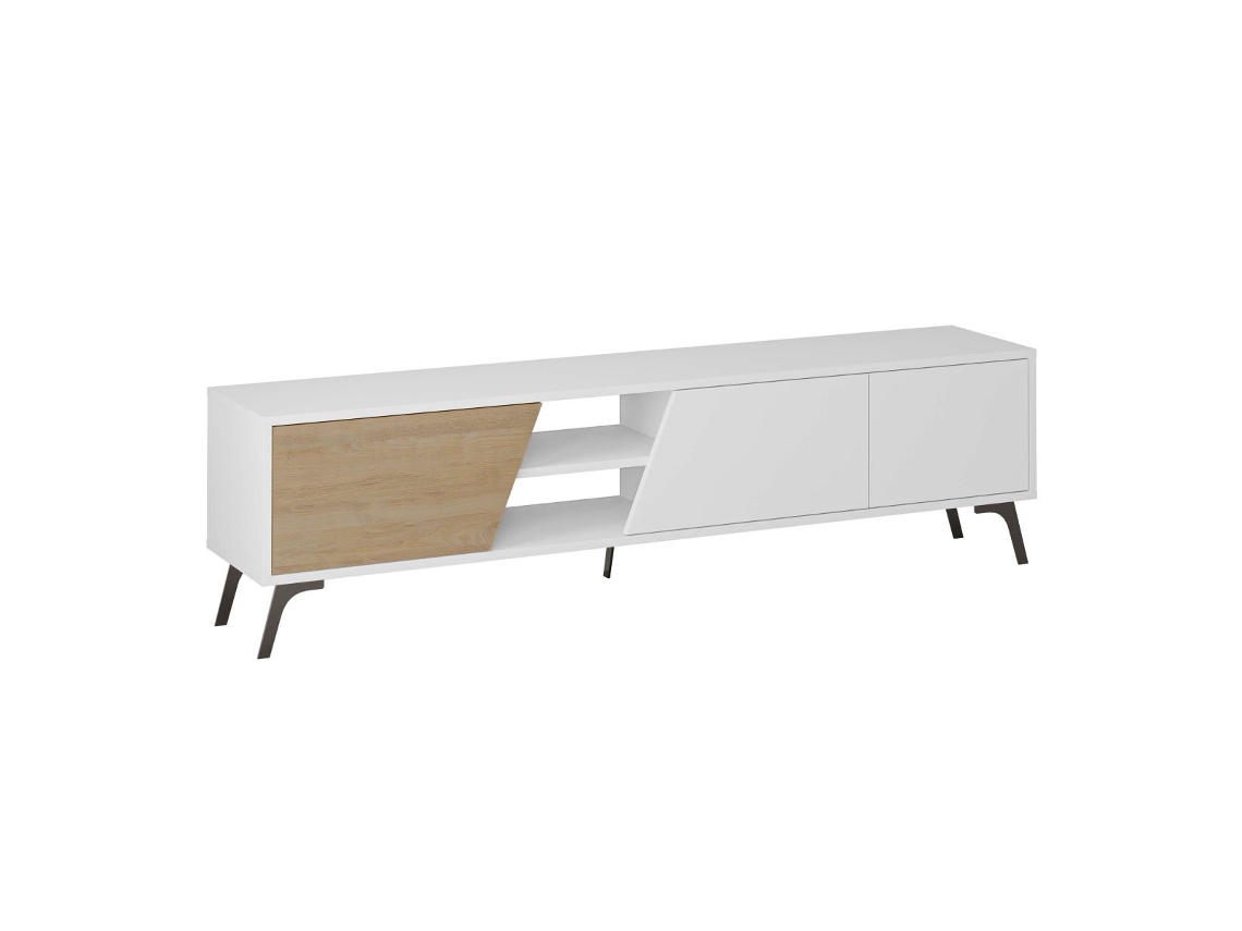 Mueble de TV VENPRODIN Fiona (180 cm - Blanco - Roble)