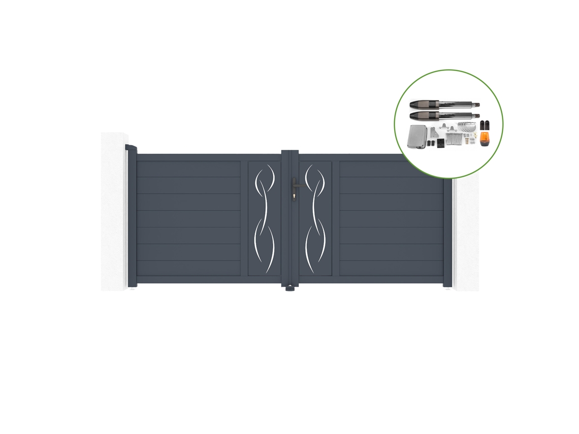 Portón abatible 3m LIFE H.120cm aluminio motorización TANKER B700 CASANOOV
