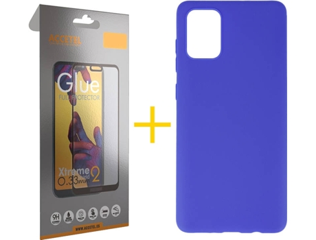 Kit Funda + Protector de Pantalla Samsung Galaxy A71 5G ACCETEL Full (Azul)