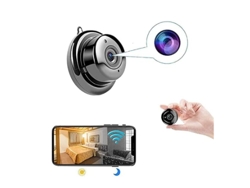 Minicámara inalámbrica WiFi con audio bidireccional, videovigilancia doméstica, visión nocturna y detección de movimiento, color negro. Bestvite