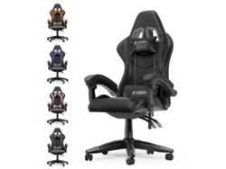 Sillas Gaming BIGZZIA Silla De Juego Modelo A (Hasta 110KG - Elevador a Gás Clase 2 - Cuero PVC - Inclinación 90-155 grados - Negro)