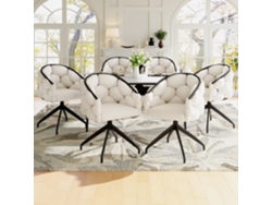 Sillas de comedor 6 piezas, giratorias 360°, estilo moderno, con respaldo beige
