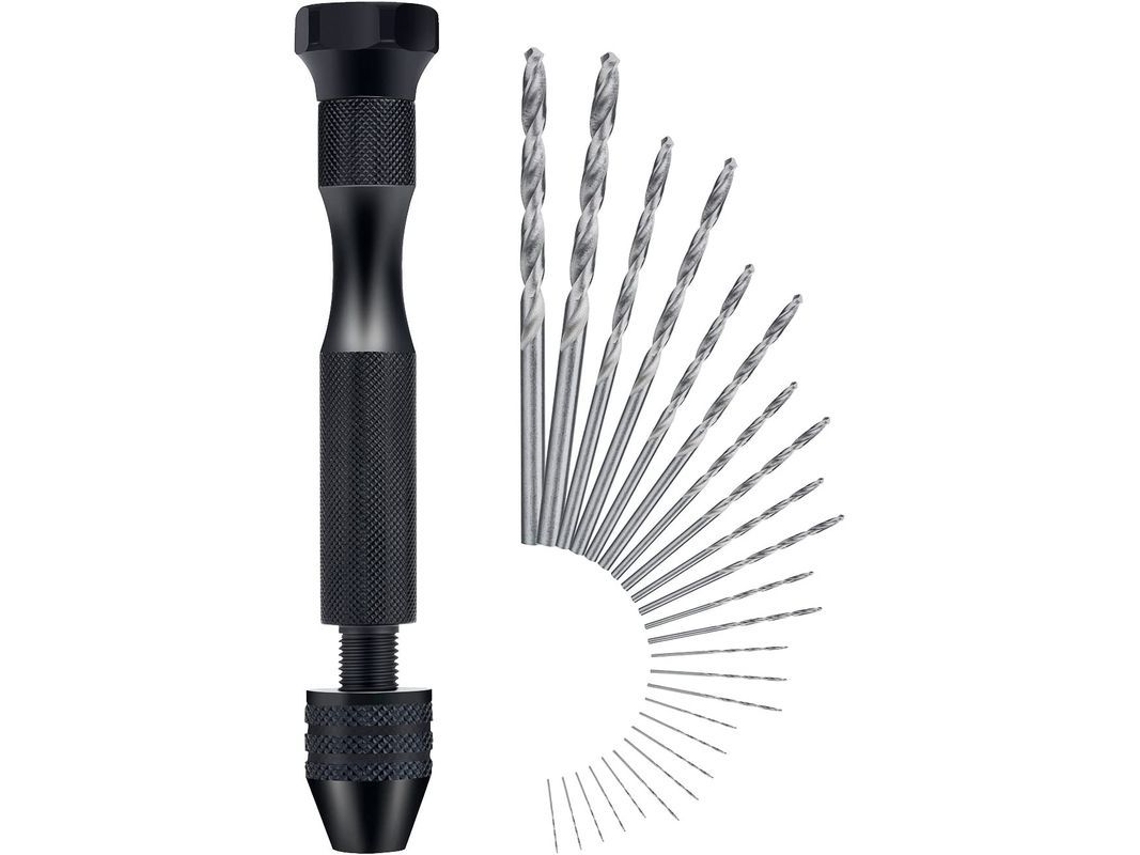 25 Mini Taladro Manual De Aluminio Con Brocas Y Avellanador Para Modelos, Nogal, Ámbar Y Oliva.