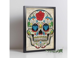 Poster De Calavera Mexicana Con Flor. Láminas De Calaveras. Decoración De Hogar.