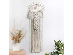 Colgante De Pared Bohemio Con Ojo Maligno, Piedra De Cristal Y Flecos Tejidos A Mano (beige)