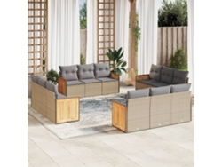 Conjunto de 12 sofás de jardín con cojines de mimbre beige de DKD Home Decor