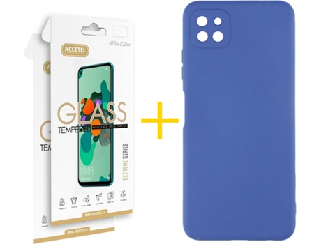 Carcasa + 2 Protectores de Pantalla para Oppo A73 5G ACCETEL Azul