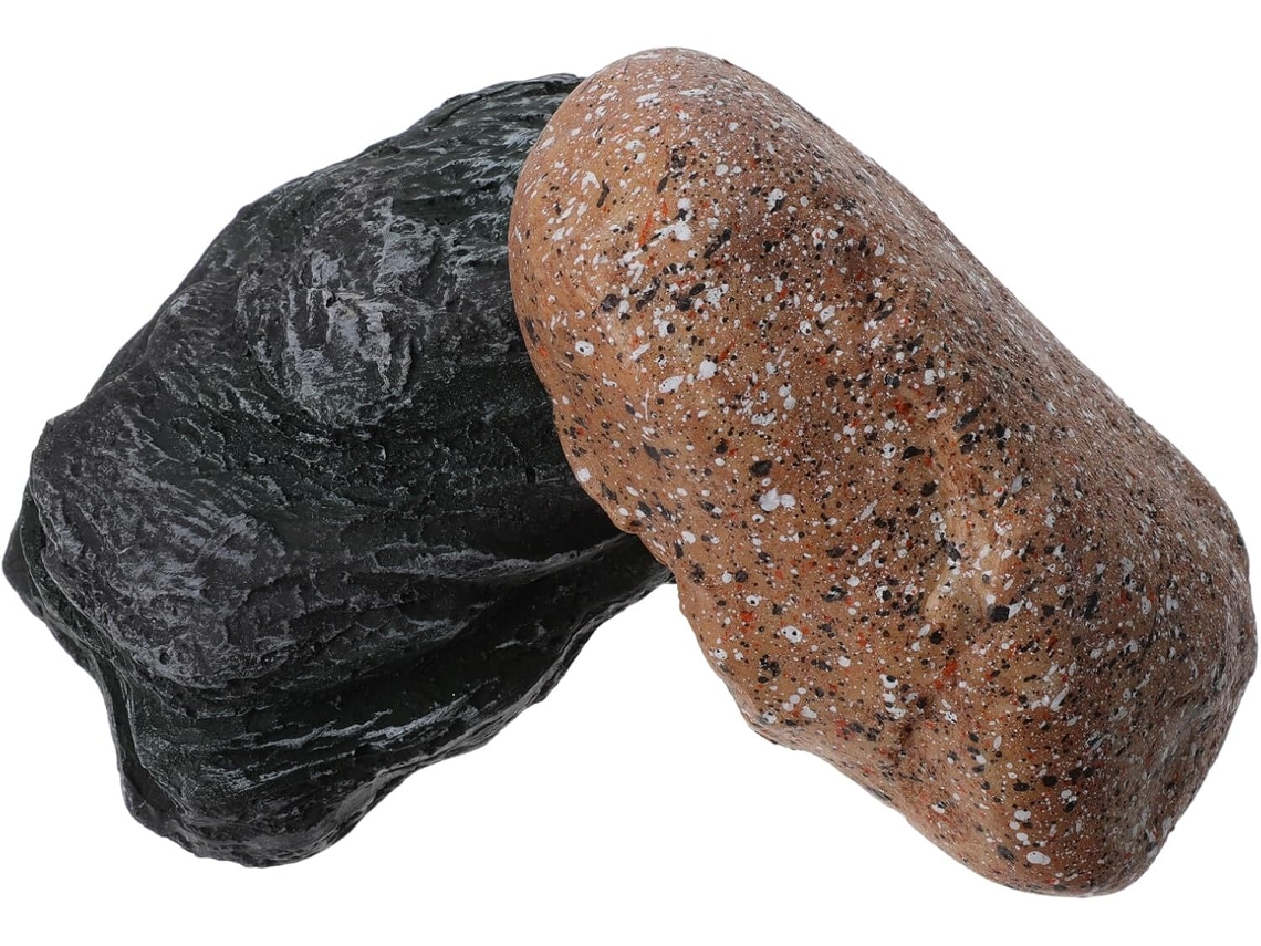 Juego de 2 llaveros de exterior con efecto piedra sintética, 11x6x4 cm SFUSHOS