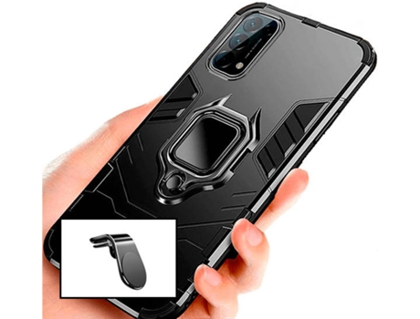 Kit Carcasa y Soporte Magnético para Auto Oppo Find X3 Lite PHONECARE Military Defender Negro