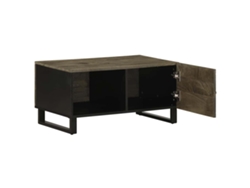 Mesa de centro de 80x50x40 cm, madera maciza de mango, color negro, HARLANV1