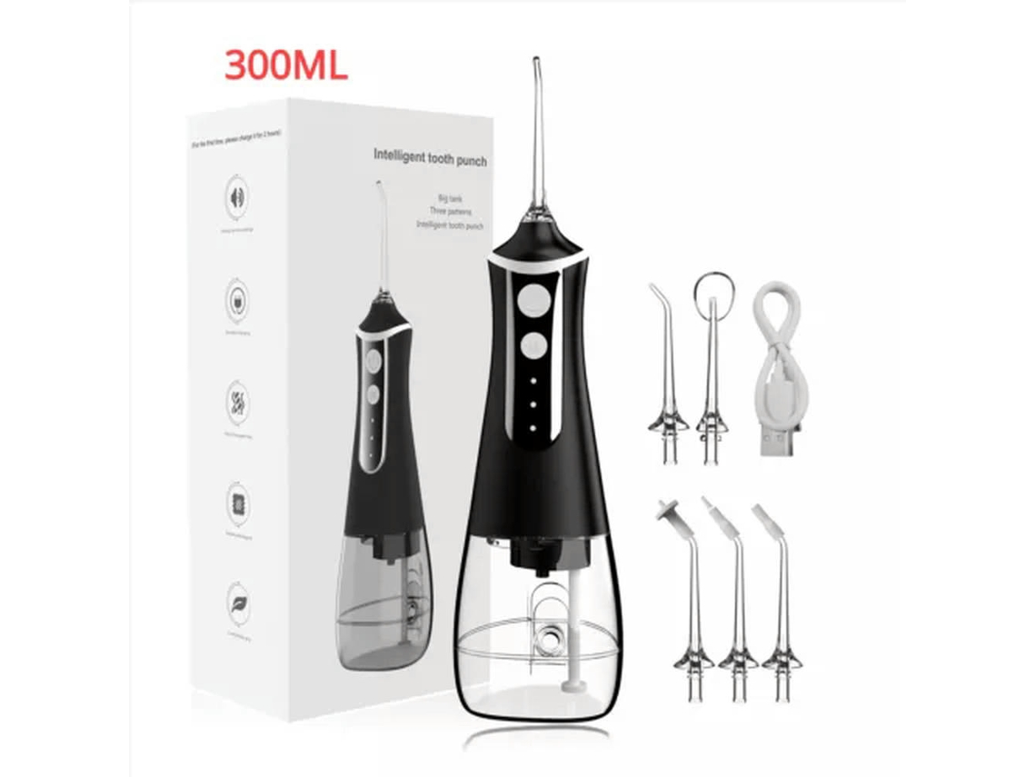 Irrigador Bucal Portatil Dental Chorro De Agua 310ml Ipx7 L10 Negro Gertiz