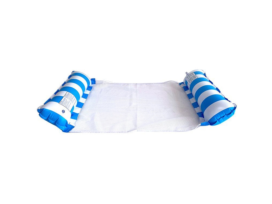 2026-colchón Hinchable Para Piscina De Una Persona 130x70cm Hamaca Plegable Estampado Rayas Azul Para Entretenimiento Acuático