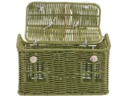 Cesta De Piquenique Em Rattan Sintético Trançado À Mão, Na Cor Verde, Com Alça, Para Armazenar Frutas Ao Ar Livre.