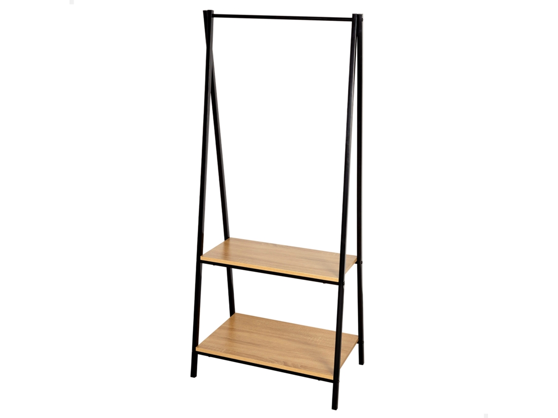 Perchero de Madera y Acero 2 Estantes 64X40X150 Cm MAX HOME