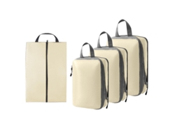 Juego De 4 Piezas, Organizadores De Equipaje De Viaje Expandibles Para Ropa, Ropa Interior Y Zapatos CHRUI Beige