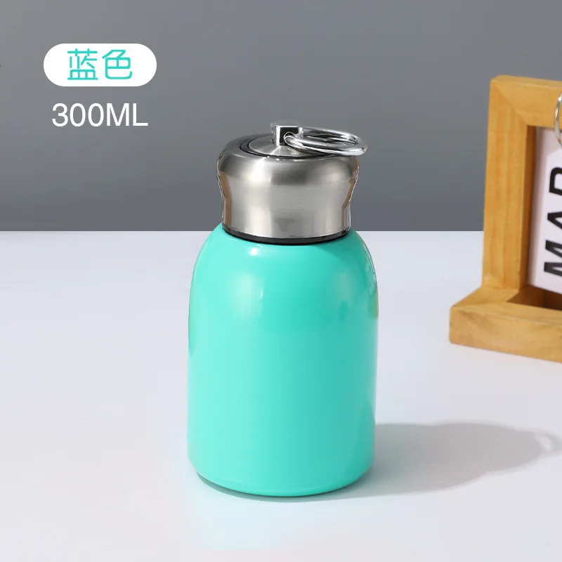 (azul 300ml) Garrafa Térmica De Viagem De 300ml Para Água/café, Em Aço Inoxidável Com Isolamento A Vácuo.
