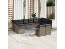 Conjunto de sofá de jardín de 12 piezas con cojines de mimbre gris DKD Home Decor