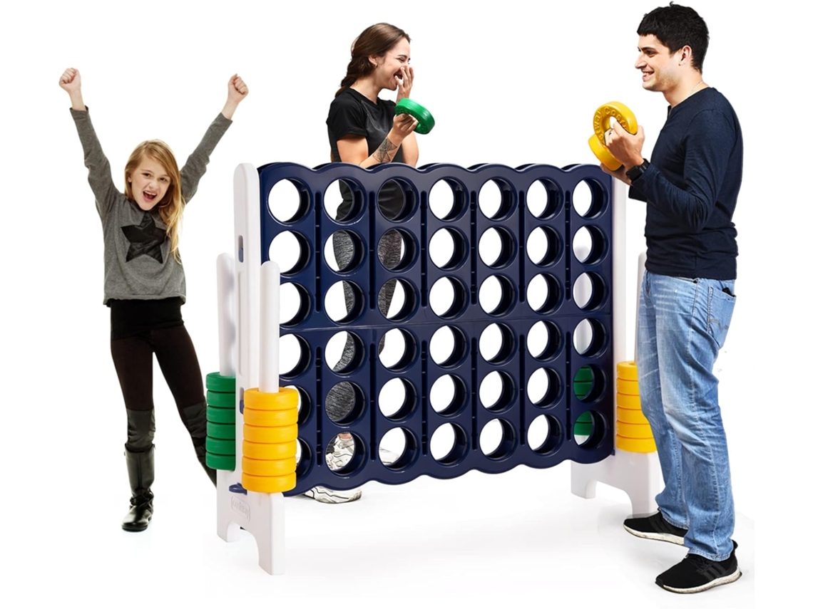 Conecta 4, Juego Gigante 4, Juego 4 en Raya Gigante 42 Anillos Gigantes y Dispositivo de Deslizamiento Rápido (azul) COSTWAY