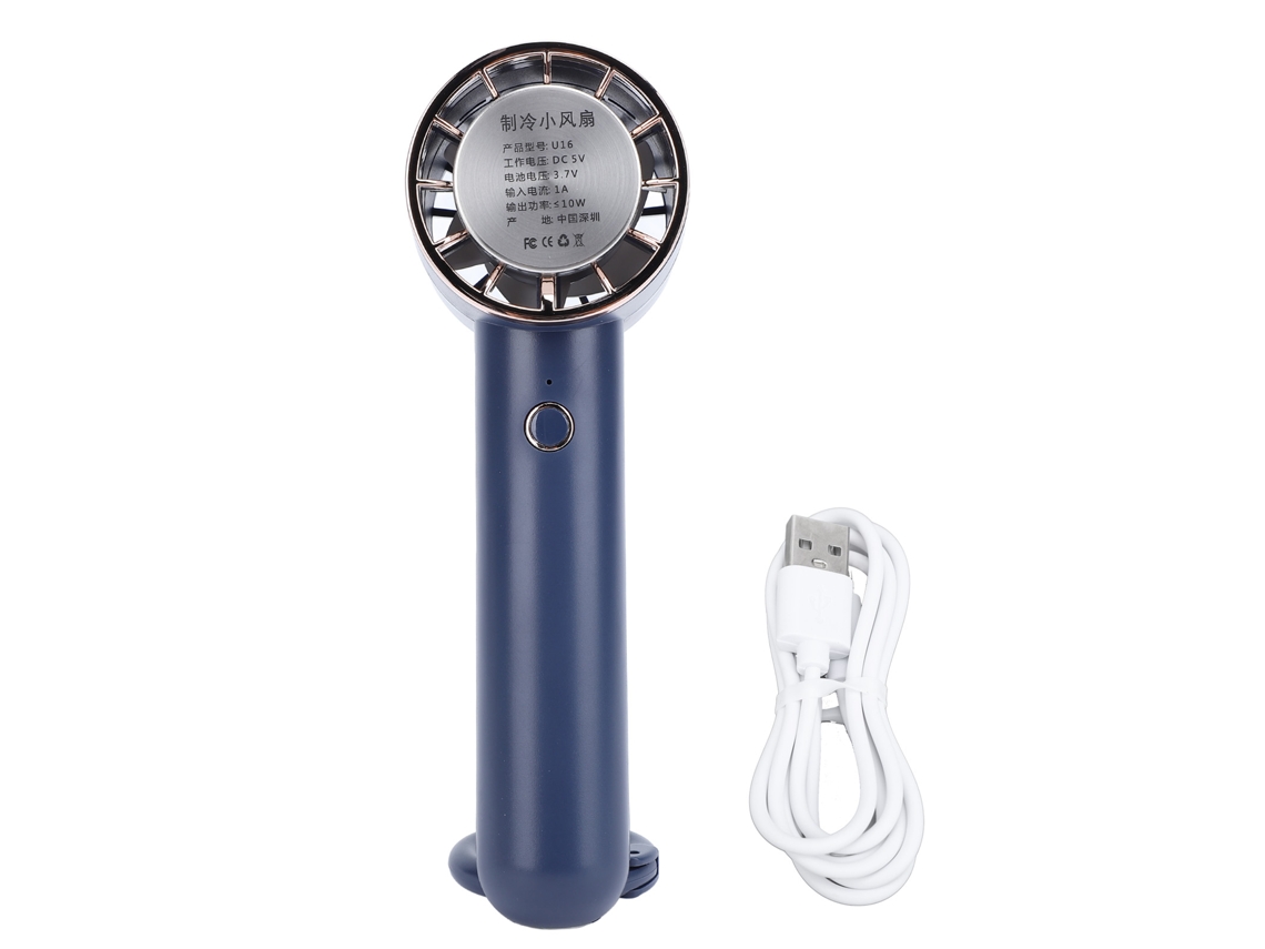Ventilador Portátil Con Compresa Fría Usb, Mini Ventilador De Escritorio De Mano Para Senderismo Al Aire Libre, Azul Marino.