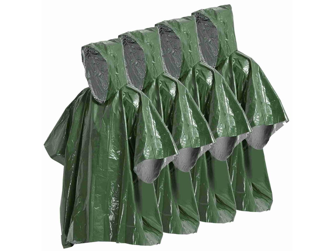 Paquete De 4 Ponchos De Emergencia Para La Lluvia Con Manta Térmica Resistente A La Intemperie Para Acampar Y Sobrevivir Al Aire Libre.