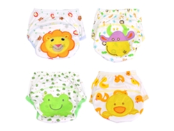 Pañales tipo braguita para bebé de 4 piezas en algodón suave, impermeable y transpirable, lavables.
