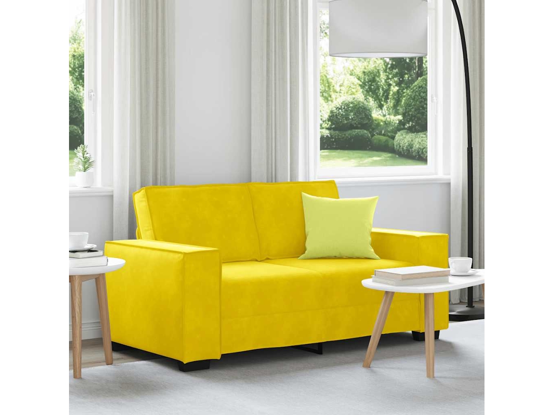 Sofá De 2 Plazas Terciopelo Amarillo 120 Cm