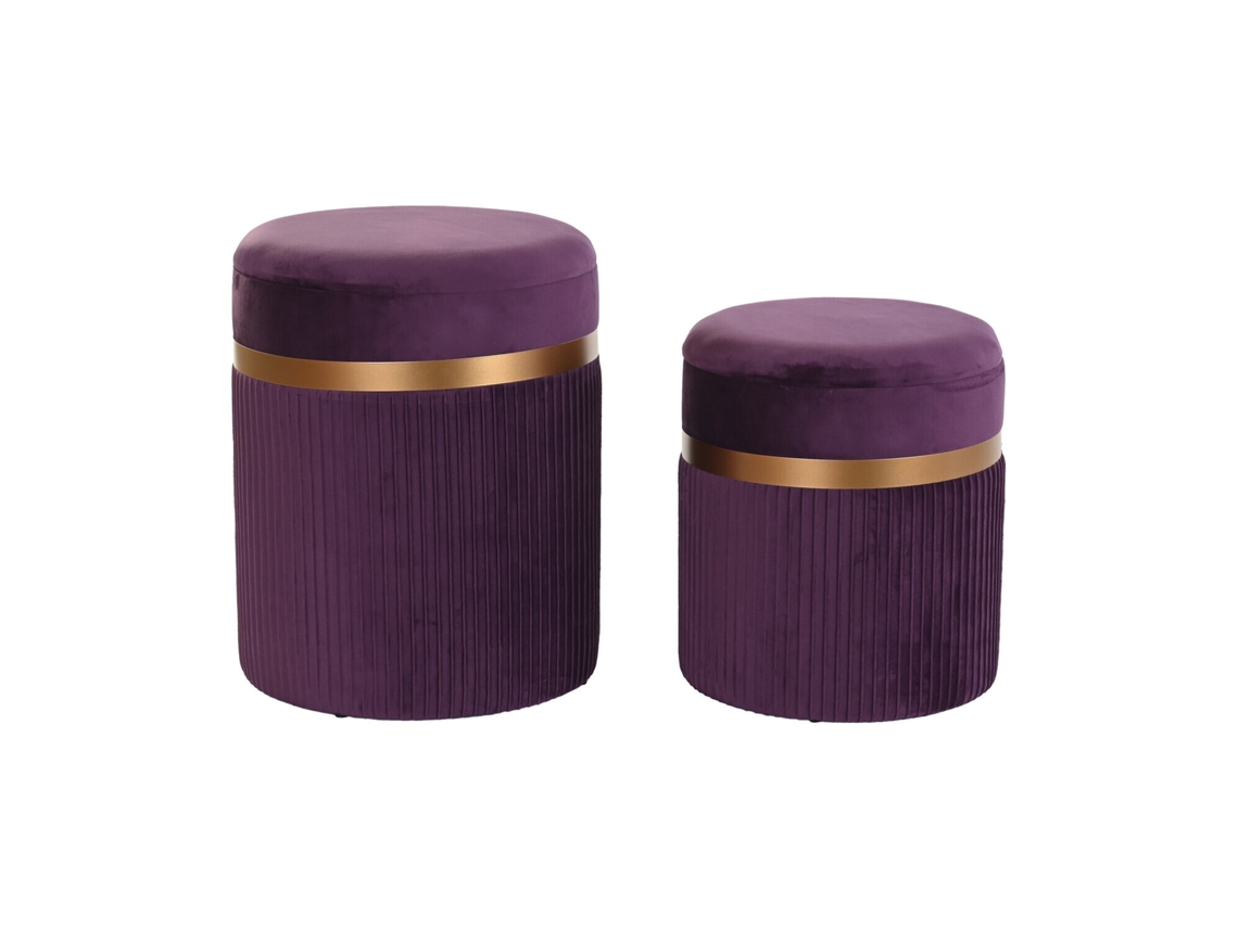 Set 2 Reposapies Poliester Mdf Terciopelo 39x39x49cm