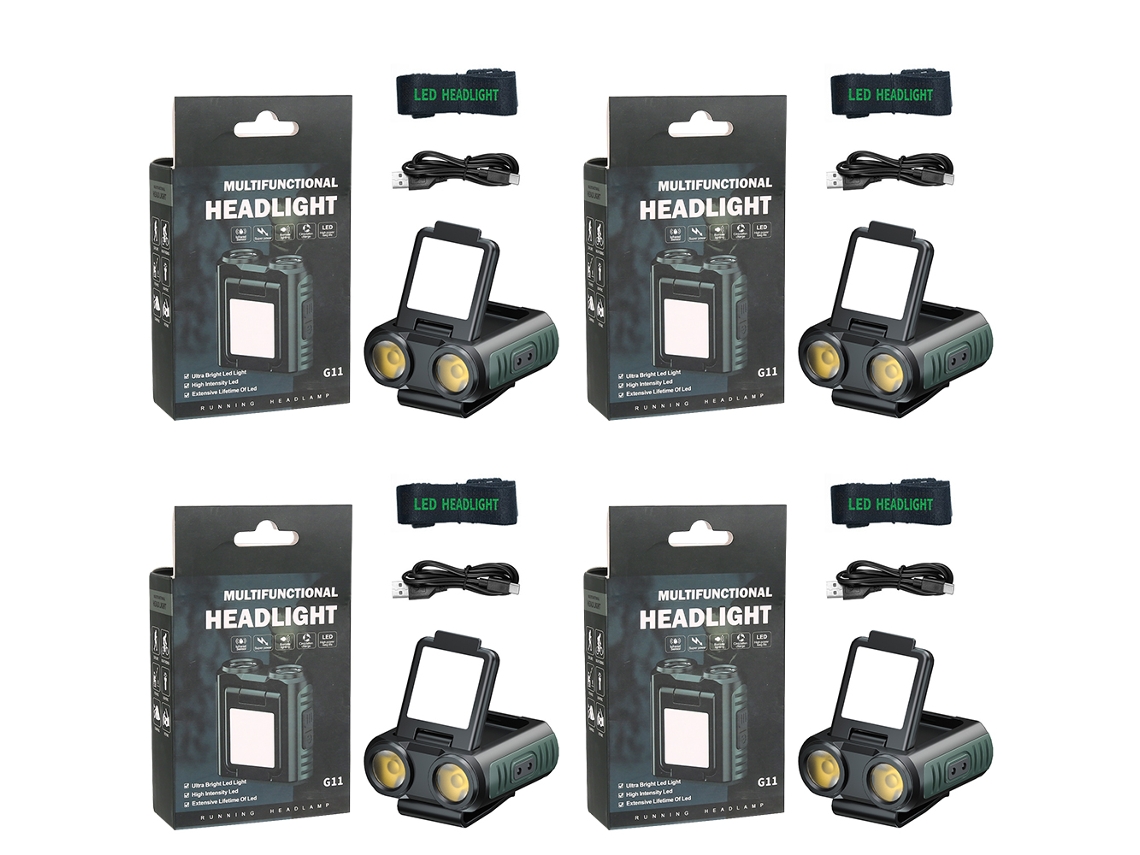 Mini linterna LED para gorra con inducción, batería interna de 1200 mAh, recargable por USB, ideal para pesca y camping. Aeuzwr