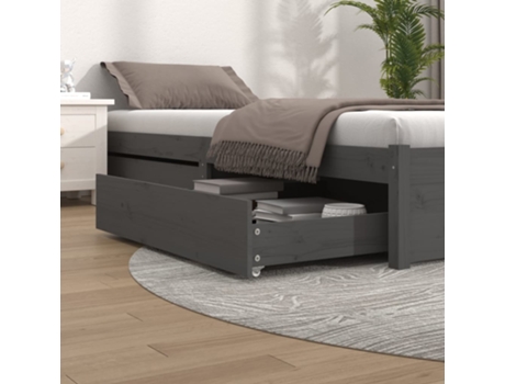 Conjunto 2 Cajón de cama VIDAXL Gris (90x93x18 cm)