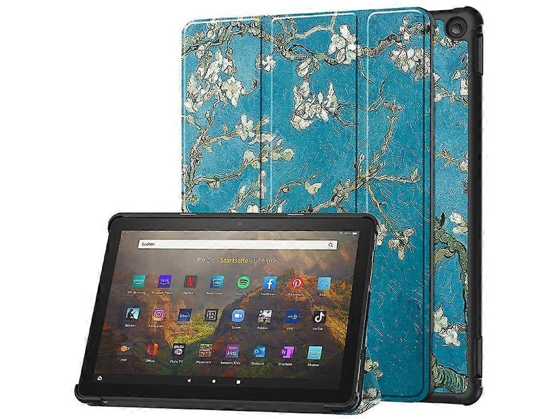 Funda de piel sintética para tablet compatible con Amazon Fire HD 10 (2023), con soporte triple e impresión.