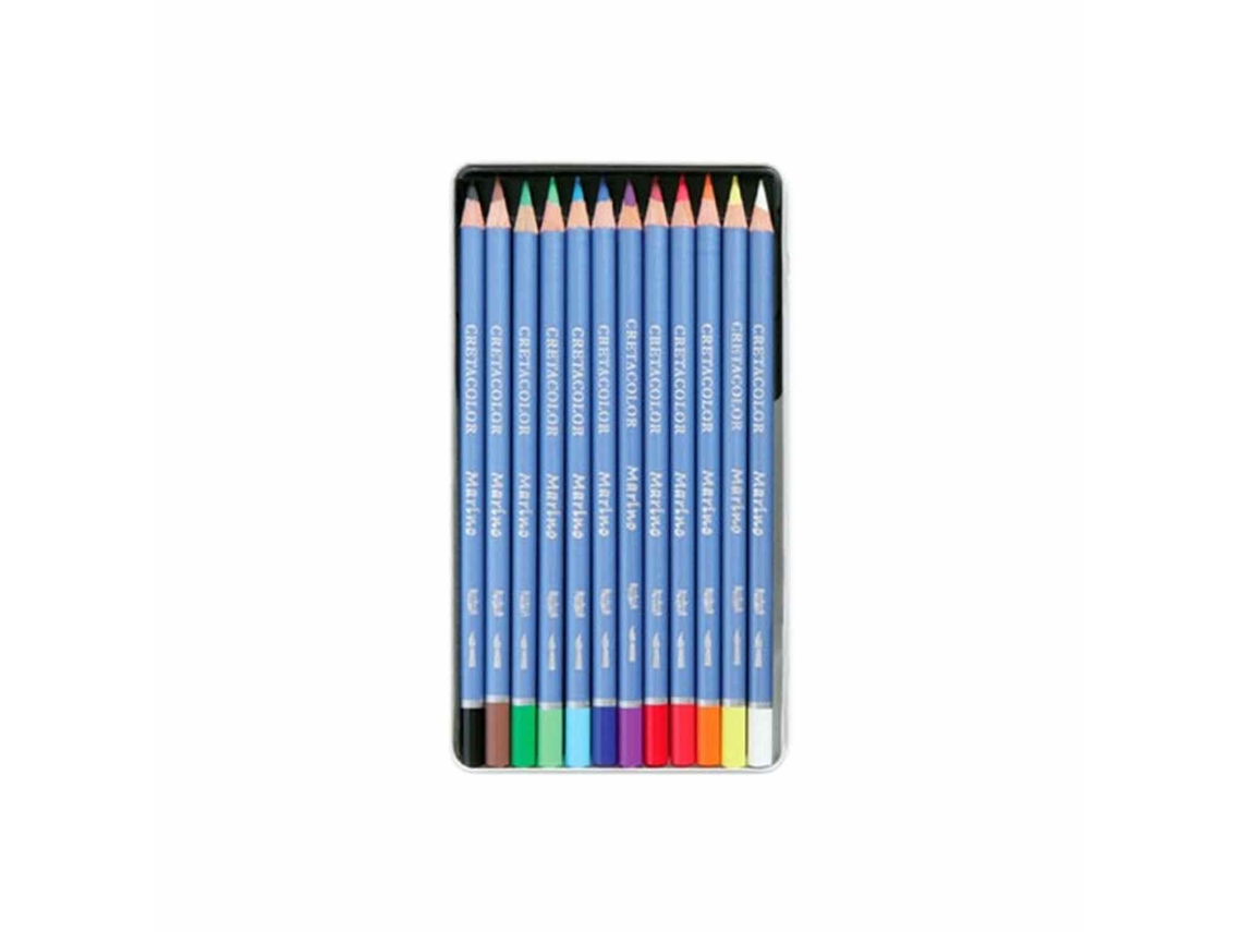 Set de 12 lápices de colores acuarelables - Caja metálica - Marino