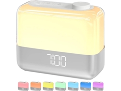Despertador digital Sunrise para dormitorio: luz de despertador, luz ambiental nocturna RGB, repetición de 9 minutos (blanco)