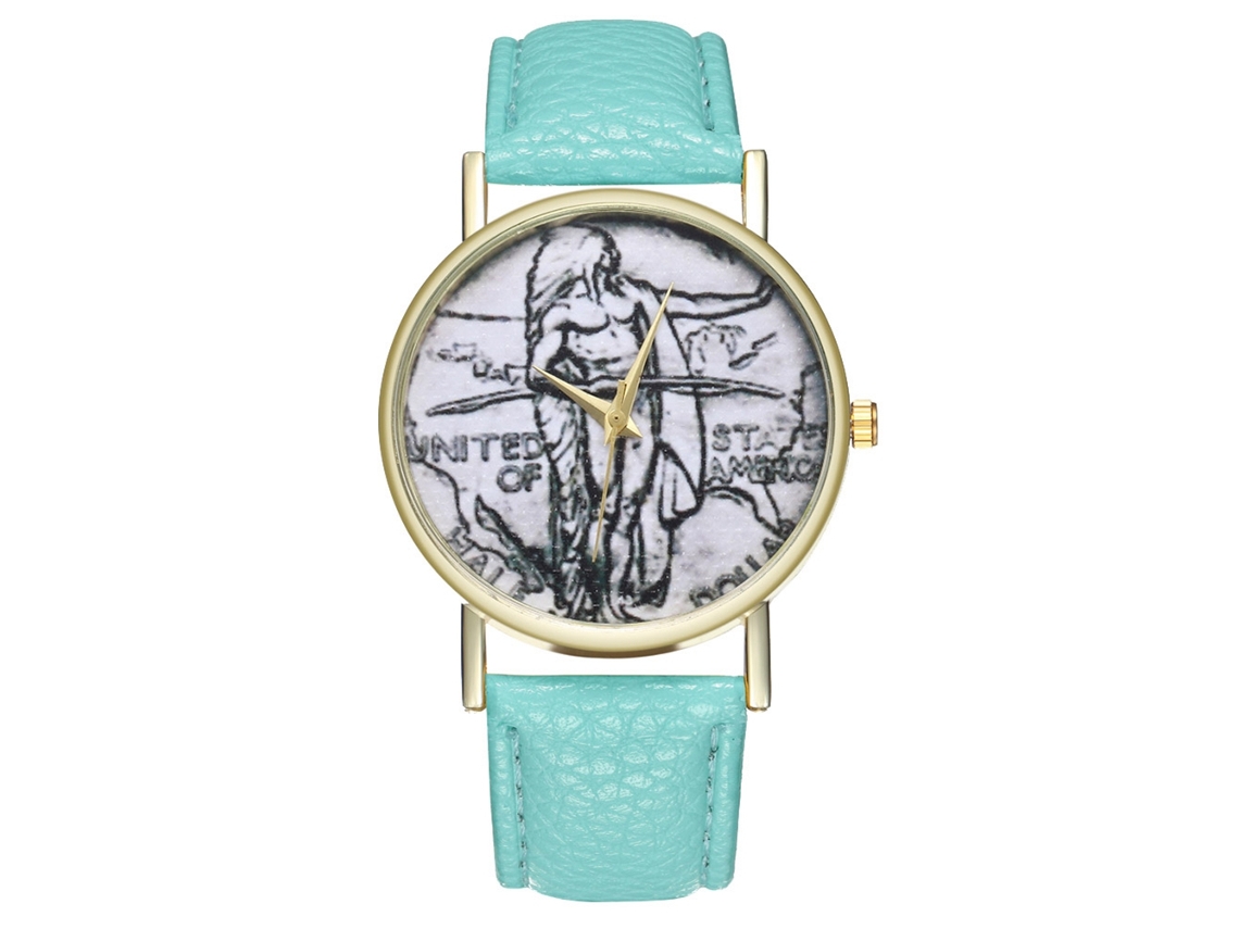 Reloj De Pulsera Unisex Zhoulianfa Con Correa De Cuero Sintético E Ilustración Clásica (menta)