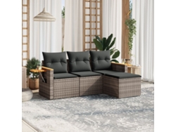 Set De Sofás De Jardín 4 Uds | Mueble De Jardín Y Cojines Ratán Sintético Gris