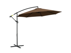 VPMKP - Sombrilla de jardín Outsunny Ø300x250 cm excéntrica inclinable con manivela, base cruzada de acero, protección solar para terraza café PMM CAPITALI