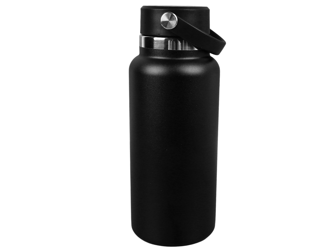 Botella Deportiva Isotérmica De Acero Inoxidable 304, A Prueba De Fugas, 946 Ml (32 Oz), Para Montañismo Y Actividades Al Aire Libre, Color Negro.