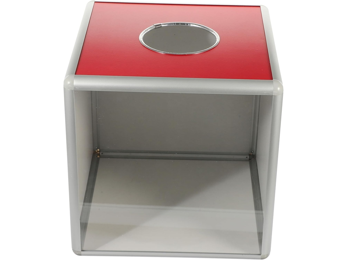 Caja De Donaciones Multifuncional De Aluminio Transparente De 30x30x30 Cm, Urna Para Rifas Y Reuniones.