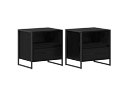 Maison Exclusive - Mesa De Noche Con Cajón 2 Pcs Roble Negro 50 X 39,5 X 50 Cm