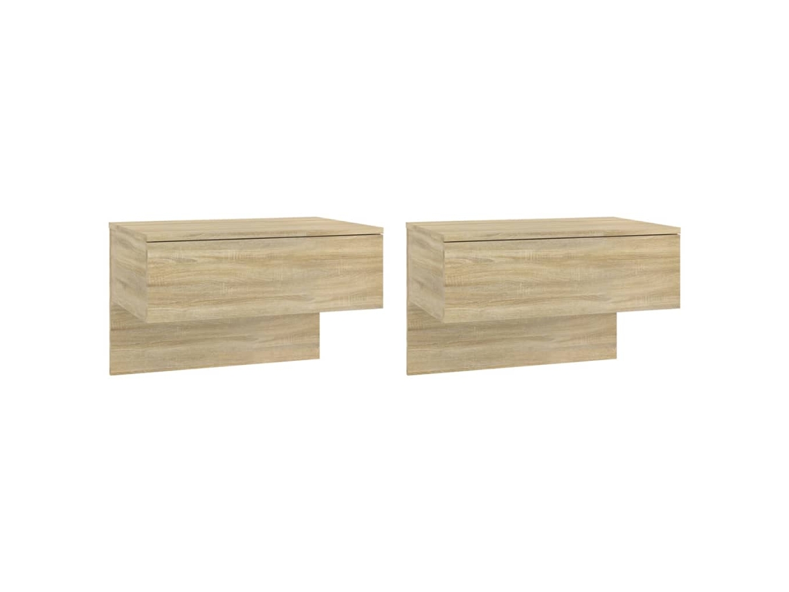 Juego de 2 mesitas de noche de pared MAISON EXCLUSIVE, color roble Sonoma