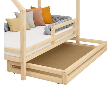 Cajón para Cama BENLEMI 2 en 1 (Marrón - Madera - 90x160x22 cm)
