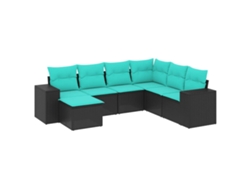 Maison Exclusive - Conjunto De Sofá De Jardín De 7 Piezas Con Cojines, De Poliratán Negro