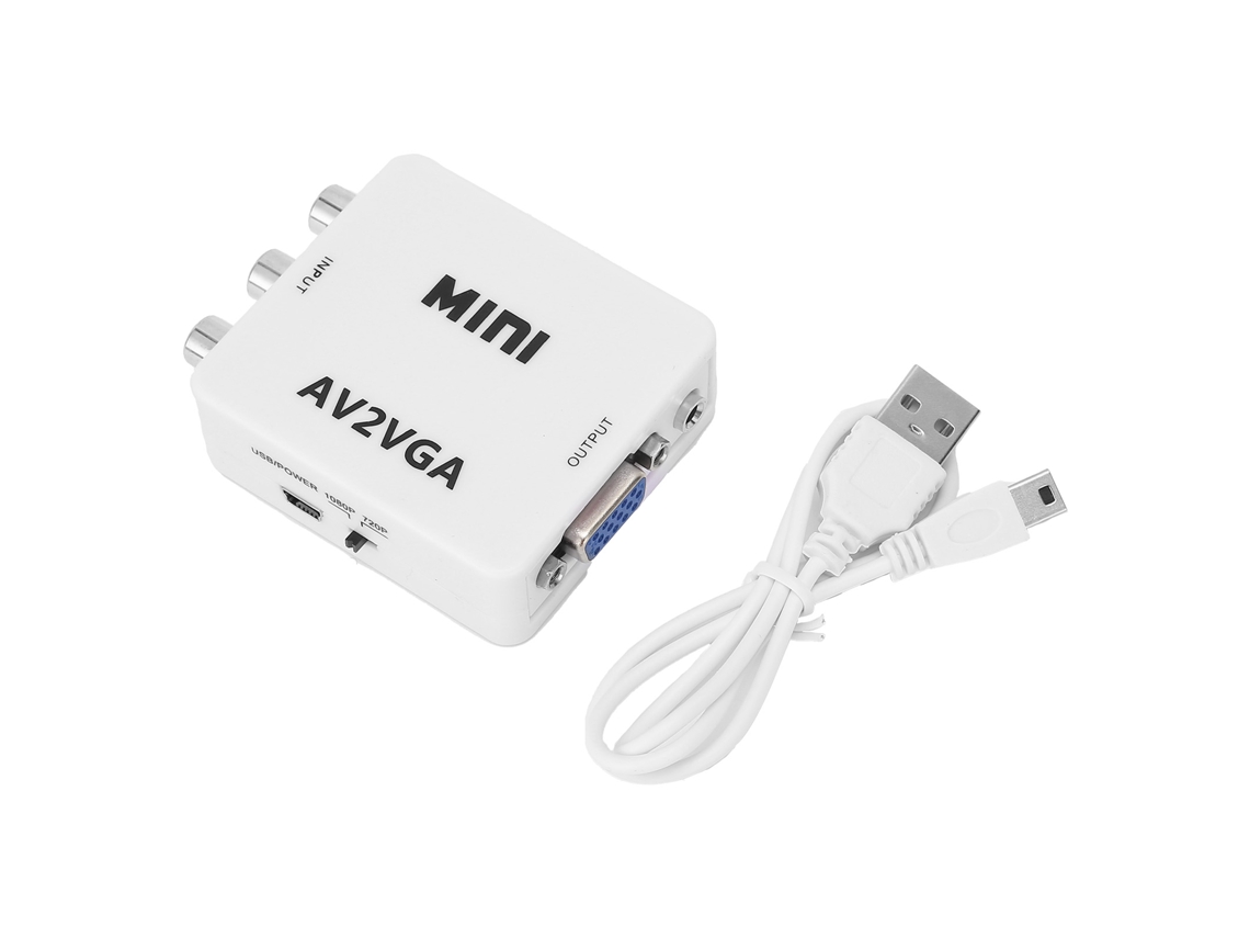 Conversor De Vídeo Av Para Vga Mini 1080p Plug And Play Adaptador De Computador Para Tv Com Cabo De Dados