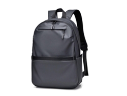 Mochila portátil de PU, ligera y de gran capacidad, ideal para libros, libros de texto y uso diario, en color gris.