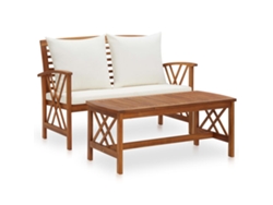 Conjunto de jardín de 2 piezas DKD Home Decor con cojines de acacia maciza